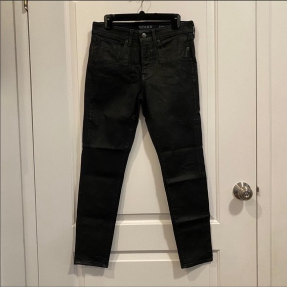 Spanx The Slim-X Black Wax Coated Skinny Jeans - Picture 2 of 3